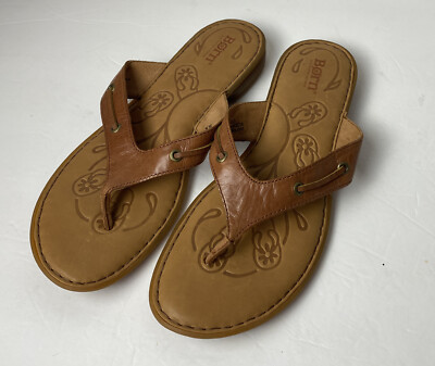 born handcrafted footwear women thong brown leather sandals size