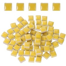 205pcs Square Ceramic Mosaic Tiles, Bulk Stained Mosaic Tiles 200g, Yellow 