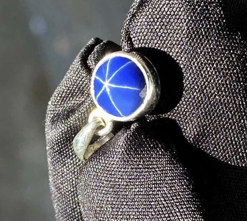 925 Silver Blue Star Sapphire Gemstone Pendant Birthday Gift For Men & Women - Image 3 of 4