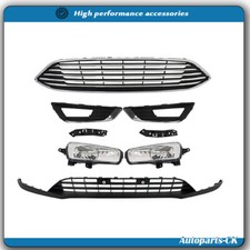 Chrome Grill For Ford Focus 2015-2018 Front Upper Lower Grille W/Fog Light Set