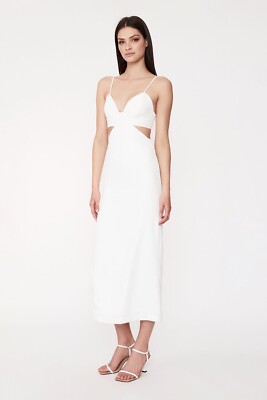 Bardot Cut Out Slit Midi Dress Ivory White Party Cocktail XS NWT $119 | eBay