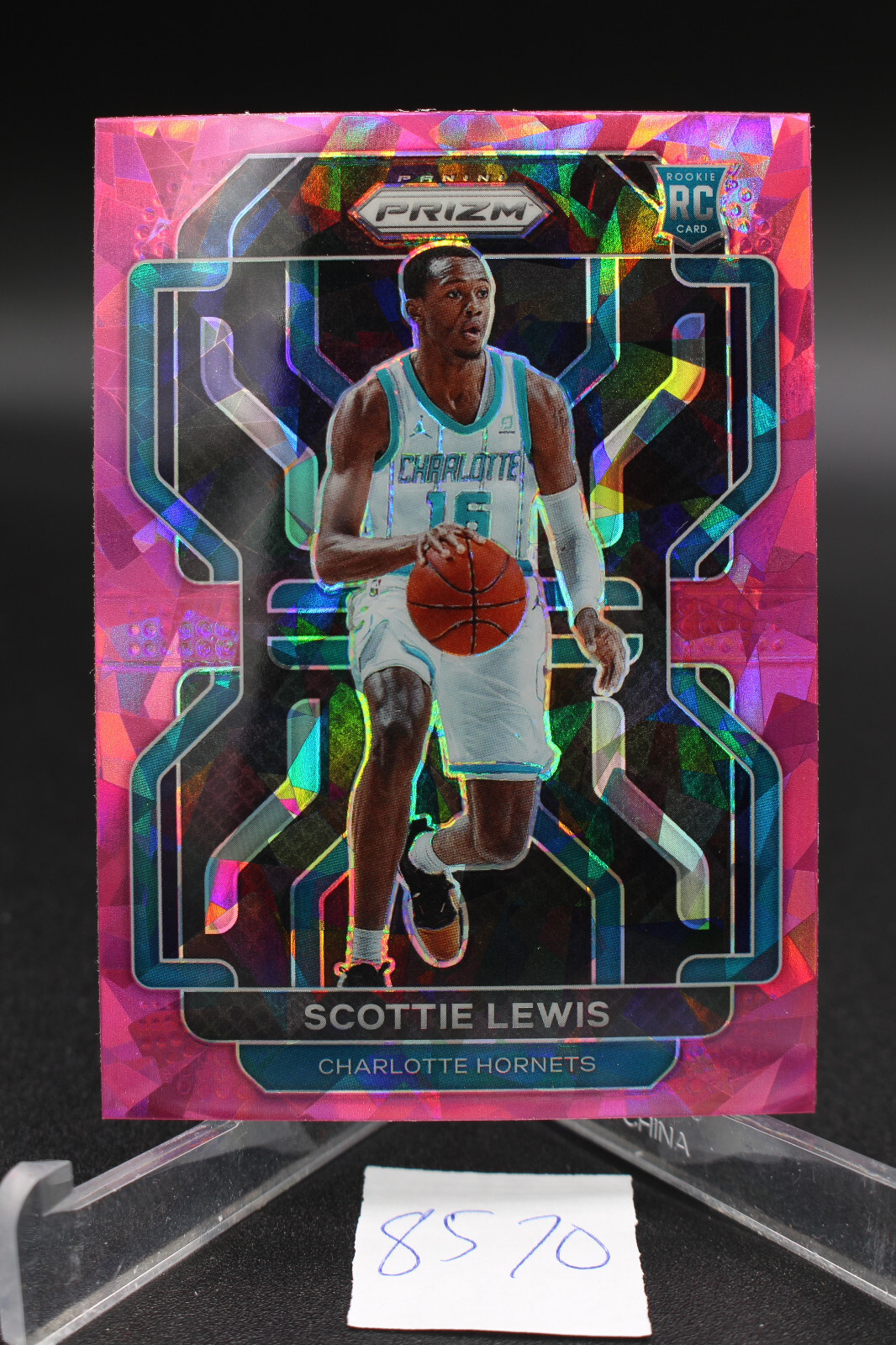 2021-22 Panini Prizm NBA Scottie Lewis RC Pink Cracked Ice Charlotte Hornets