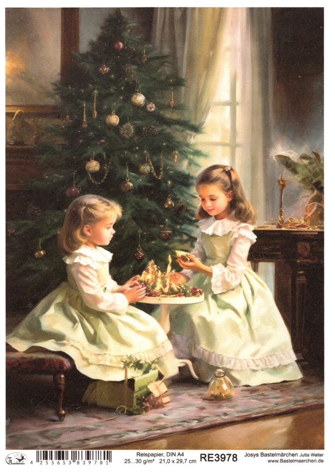 JOSYS BASTELMÄRCHEN Papel de arroz A4 seda de paja decoupage técnica de servicio Navidad ángel RE3978