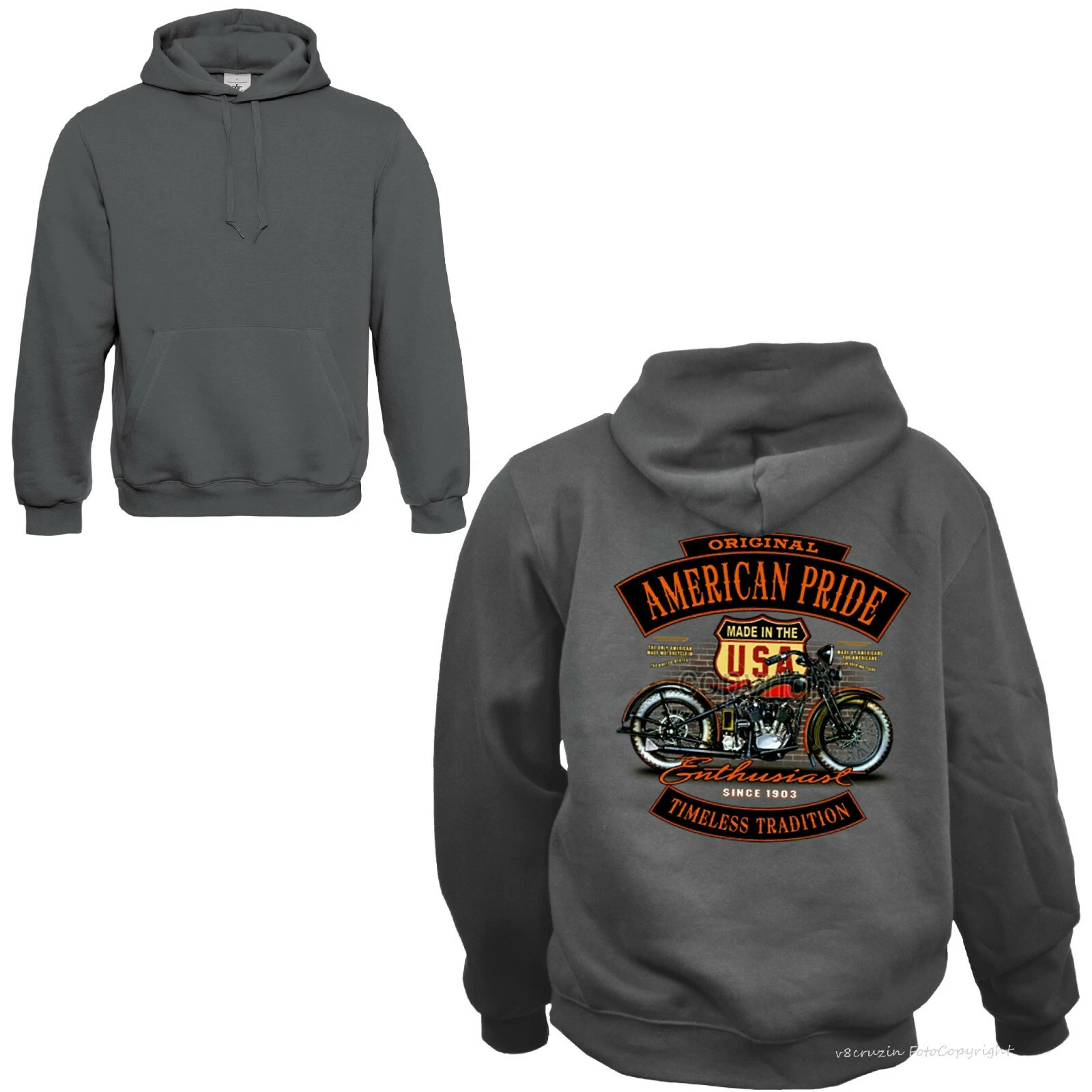 SACAI Biker Motorrad Sweatshirt classic Kapuzenpullover Hoodie *4260 grau