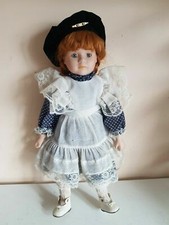 Collectible Promenade Collection Imogen Porcelain Soft Body Doll Blue White Dres