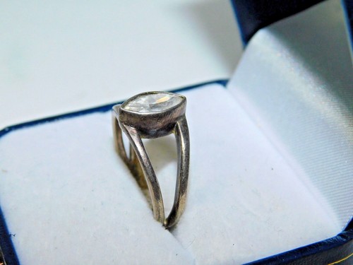 Argento D'Epoca Lucido Taglio Marquise Cristallo Zirconia Cubica Misura Anello - Foto 3 di 6