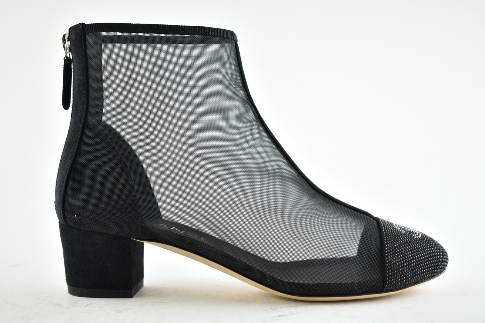 Logo Cap Toe Ankle Short Zipper Boot 37 