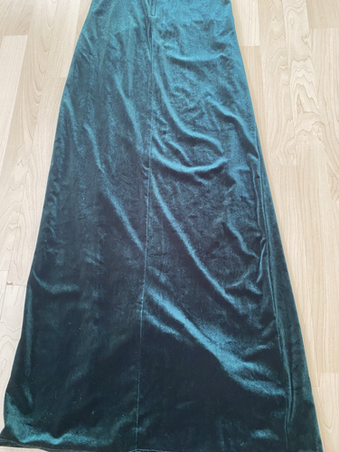 B. Smart Women's L Dress Dark Green Velvet Maxi Dress Stretch Y2K 90s Romantic - Picture 10 of 16