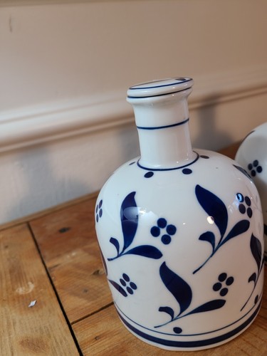 Blue and White Hand Painted Porcelain Cannisters - Picture 2 of 10
