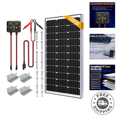 High-Efficiency 100W Monocrystalline Solar Panel with 10A MPPT Charge Controller
