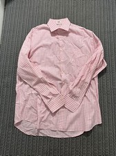 Peter Millar crown gingham plaid dress shirt mens XL all cotton pink