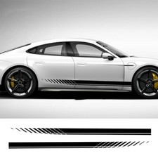2pc Set Racing Plaid Side Door Fender Skirt Stripes Decal Sticker Sport Race Car