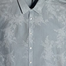 NWT Ted Baker London Button Up Shirt Men 7 Blue Long Sleeve Tonal Check Jacquard