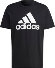 Adidas Men's Essentials Basic Black 100 Cotton T-Shirt 3-Stripe Logo, Small