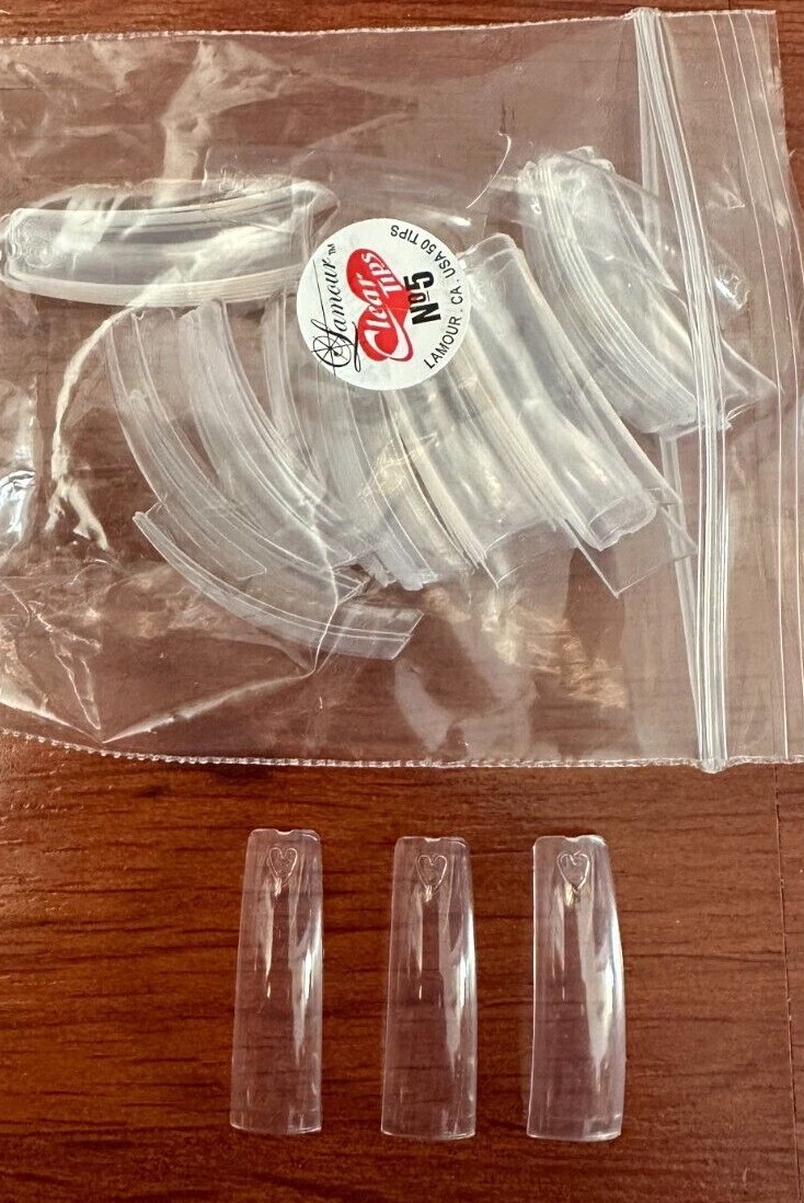 Lamour Nail Tips Crystal Clear - 50ct/bag - (CHOOSE FROM SIZE 0-10) *