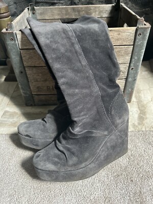 PEDRO GARGIA women's wedge platform suede calf height boots - gray - 39 / US 9