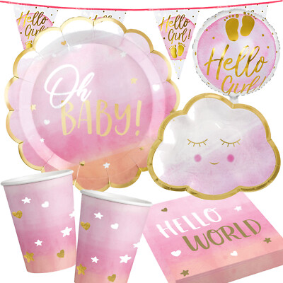 BABY GIRL - Geschirr Deko 1 Geburtstag Mädchen Party Babyparty Geburt Babyshower