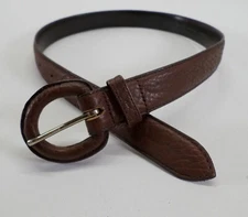 Field Manor Shrunken Buffalo Belt 24 26 Small Pebbled Leather Brown Vtg 9020