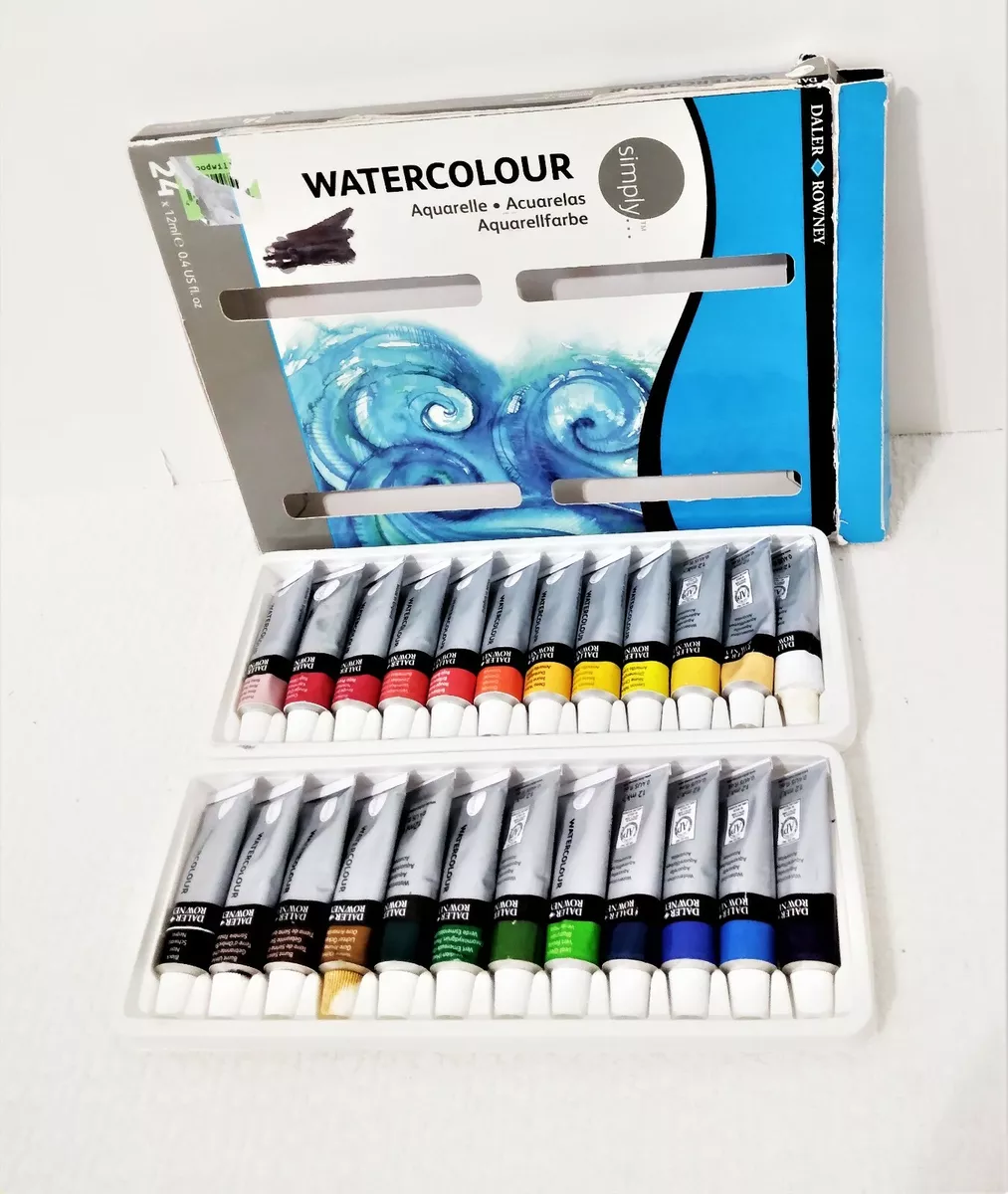 Daler-Rowney Simply Watercolor Paint Tube Set, 12 ml / 0.4 fl. oz., 24 Piece