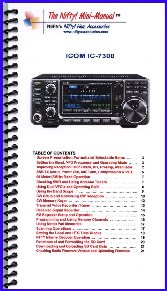 IC-7300 Nifty! Quick Reference Guide for the Icom IC-7300 | eBay