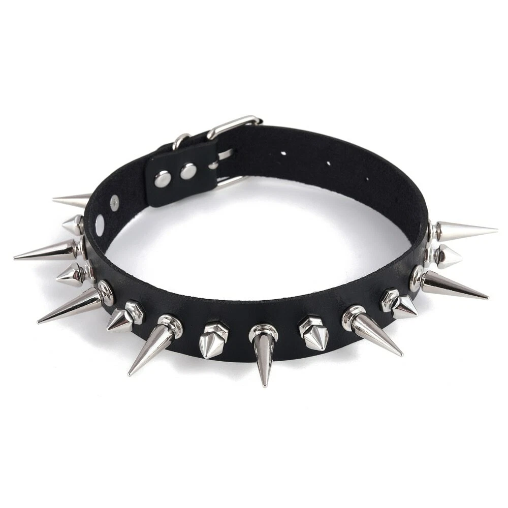 Black Spike Choker Belt Collar Women Pu Leather Goth Choker Necklace  Chocker Gothic Jewelry