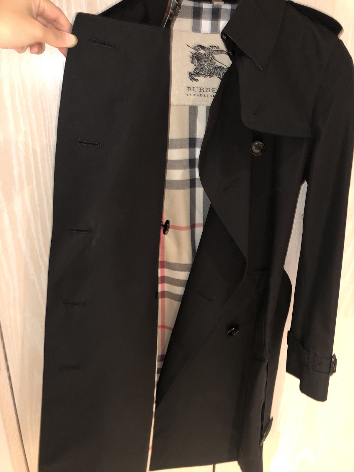 Women's Burberry Brit Rain Jacket Mid Length Black Double Breasted US 4 NWOT image 5