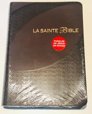 French Bible LARGE PRINT Compact, Segond 1910 Brown Imitation Leather Red Letter