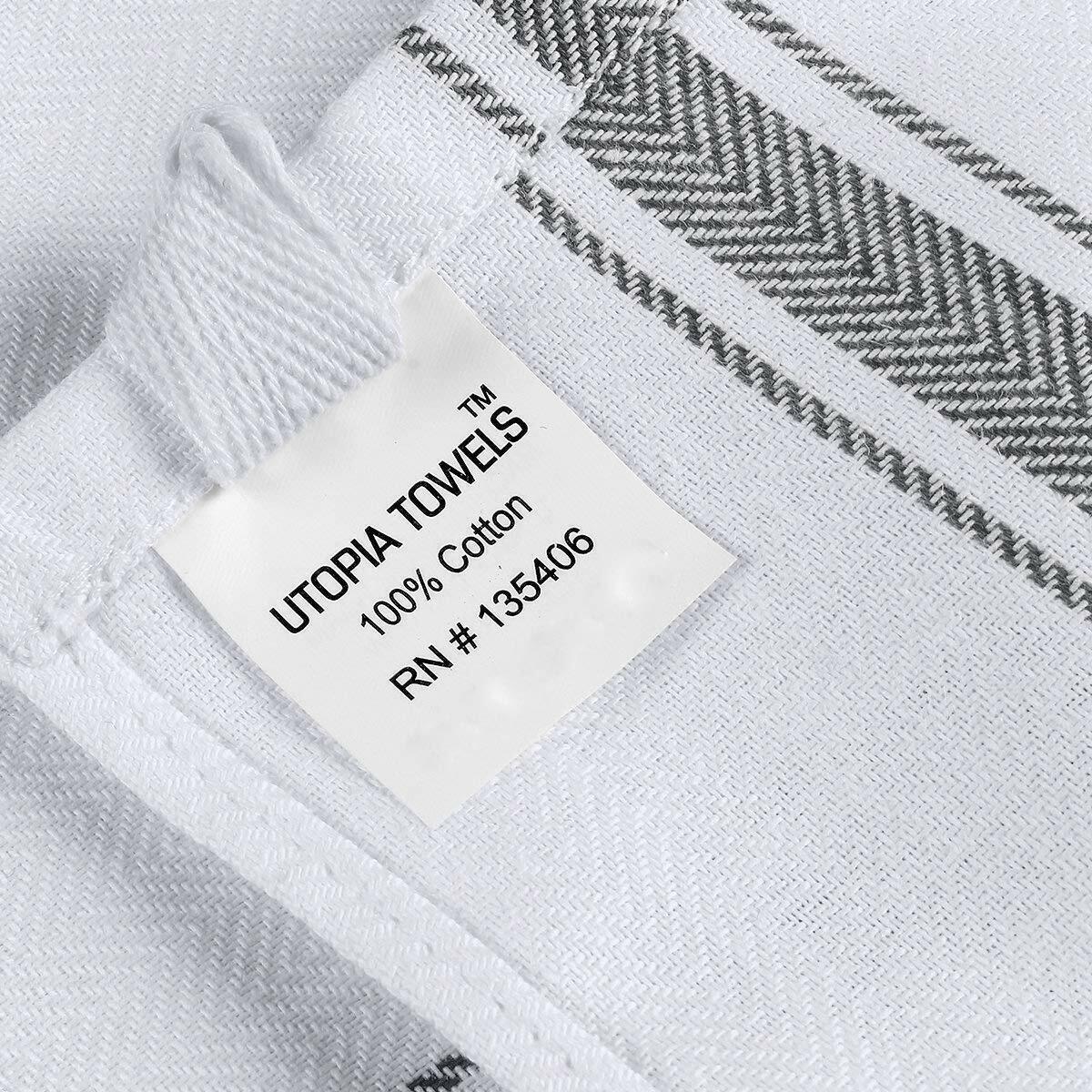 Dish Towels 12 White Cotton Striped 15 x 25 Kitchen Tea Towels Utopia Towels