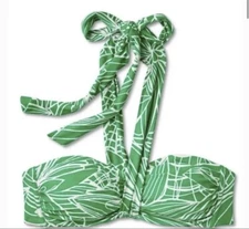 Tabitha Brown Target Floral Halter Bikini Top Green White XXS