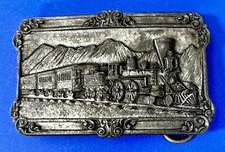 Locomotive Train Steam R.R. Railroad Pewter Vintage 1984 Belt Buckle by Siskiyou
