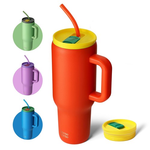 40 oz Tumbler with Handle and Straw,Stainless Steel Vacuum Travel Mug,Car Cup...