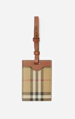 Authentic NEW BURBERRY UNI Beige / Brown Leather Check Luggage Tag