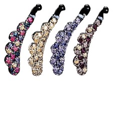 4 Pack Large Elegant Rhinestone Banana Hair Clips for Girls Vertical Grip Hair