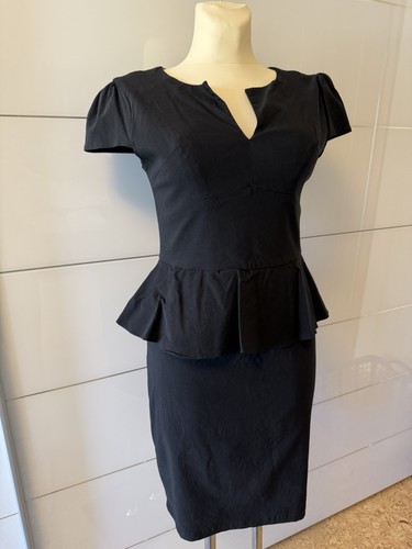 Edles 4F Four Flavor Etuikleid Kleid mit Schößchen schwarz Gr. 40 elastisch Top - Bild 2 von 6