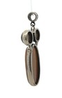 VTG Sterling Silver Large Pendant Oval Agate Stone & Green Stone Accents 12.8g — photo 2