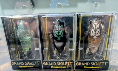 Megabass Grand Siglett Topwater Insect Hard Bait Lot 3 Pack 1/4oz Green