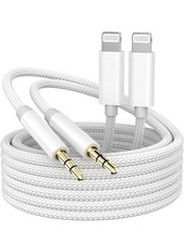iPhone to 3.5mm Aux Cable 3.3ft White Matte for Apple iPhone Braided x2