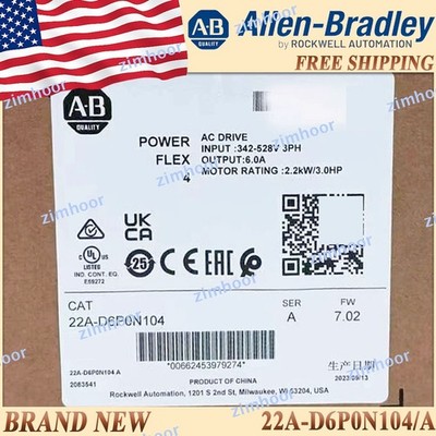 New in Box AB 22A-D6P0N104/A PowerFlex AC Drive US SameDayFreeShip 22A-D6P0N104