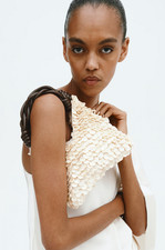 H&M S/S 2026 Sequined Handbag (Cream)