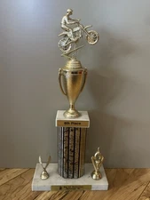 Motocross Trophy Big Air 17 Inches 8th Place Real Marble