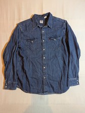 Levi's Shirt Men Large Standard Pearl Snap Cowboy Western Rancher Denim Blue