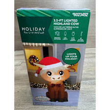 Holiday Living Highland Cow 3.5 ft Airblown Yard Inflatable Christmas Lights Up