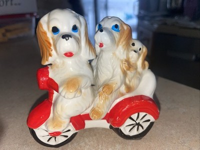 Lefton Enterprise Exclusive Anthropomorphic Dogs on Bike Salt & Pepper Shakers