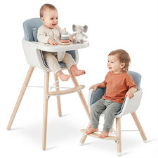 3-In-1 Wooden High Chair, Convertible High Chairs for Babies and Toddlers, Baby