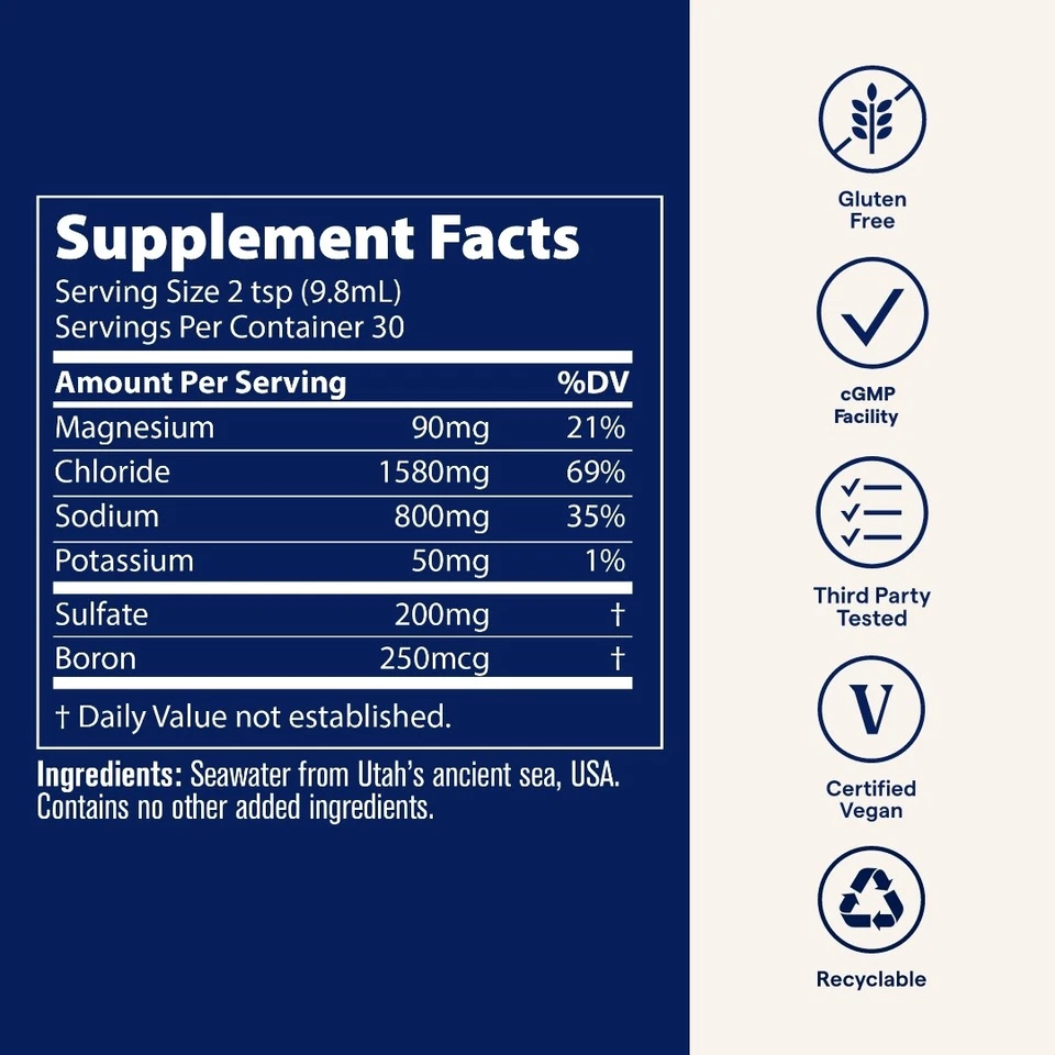 Trace Minerals Utah Sea Minerals - Apoyo energético y cardíaco, 16 fl oz, 48 porciones Foto 2 de 4
