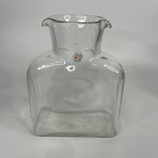 BLENKO Glass Pitcher Decanter Carafe Water Bottle Vase Double Spout Clear MCM