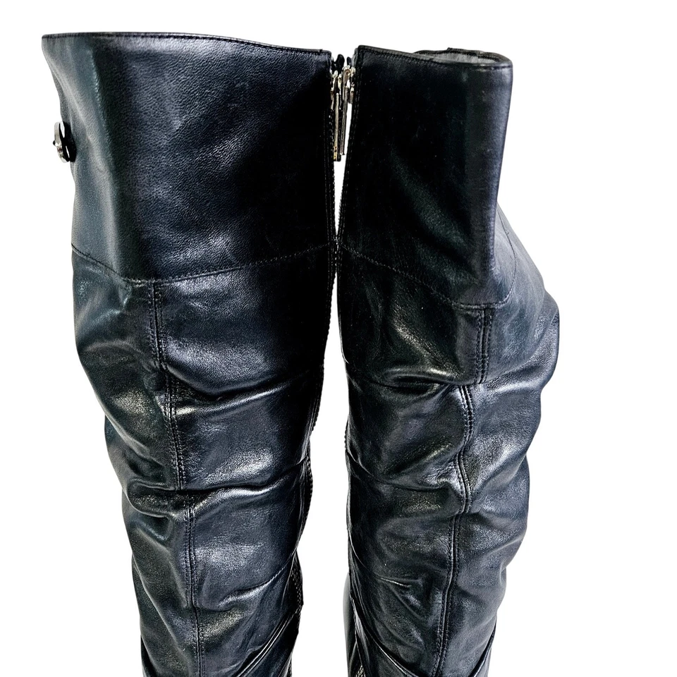 Luichiny Size 7 Colette Knee High Leather Heeled Boots Black Size Zip Sexy Tall  - Image 3 of 4