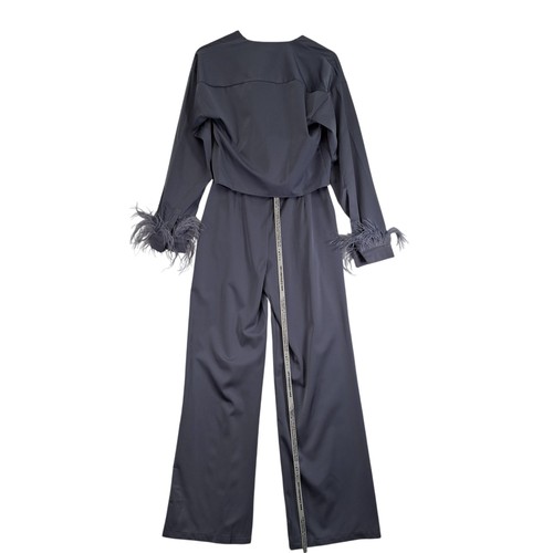 Club L London Feather Two Piece Outfit UK 8 Blue Tie Front Tags Preloved  - Foto 2 di 11