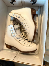 Riedell White Figure Skates with Blades Pair for Ice Skating. Size 11 1/2 kids