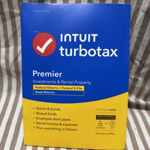 NEW Damaged Box TurboTax Premier 2023 Federal E-file + State PC/Mac CD Download